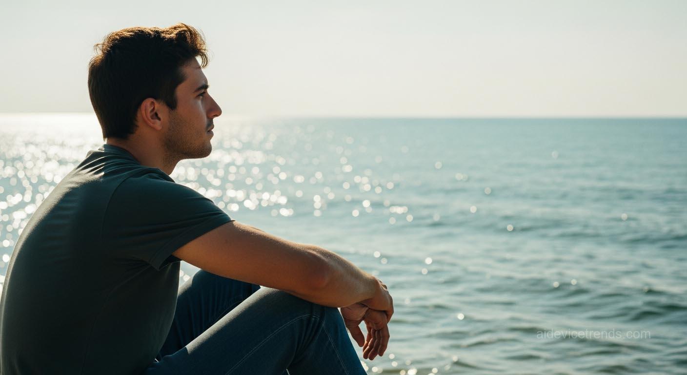 A man gazes at the sea