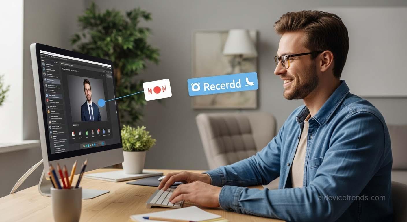 A man works assisted by an AI
