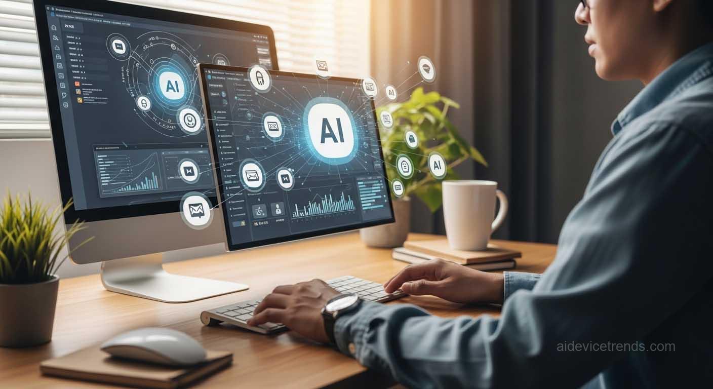 A person uses multiple AI agents from their computer