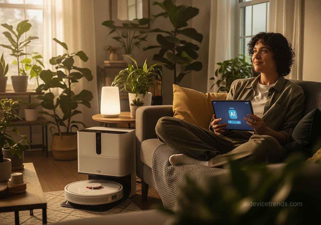 woman at home with AI