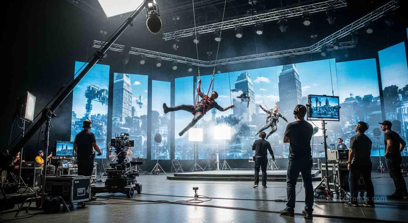 acrobatic action scene
